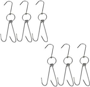 Tihood 6Pcs 9.4&#034; Stainless Steel Double Meat Hooks Roast Duck Bacon Shop Hook Bb