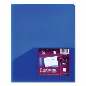 Avery Plastic Two-Pocket Folder, 20-Sheet Capacity, Translucent Blue 47811 47811