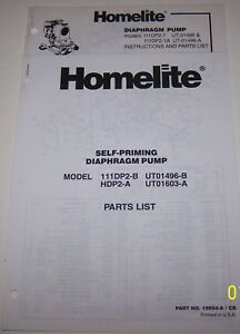 HOMELITE 4 CYCLE GAS SELF-PRIMING DIAPHRAGM PUMP 111DP2-B, HDP2-A