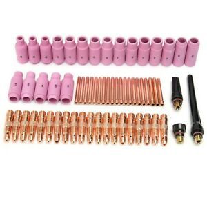 58 Pcs TIG Welding Torch Gas Lens Collet Body Consumable Cup Kit For WP-17/18/26
