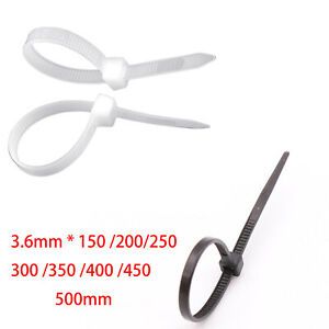 Nylon Zip Ties Trim Wrap Cable Loop Tie Wire Self Lock Bundled Wire Black +White