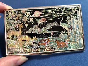 HOLOGRAPHIC SCENE Business Card Holder Stainless Steel Pocket Case for ID / CC