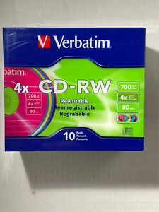Verbatim 10-Pack CD-RW (4x/80 mins.) Blank CD/Compact Discs - SEALED