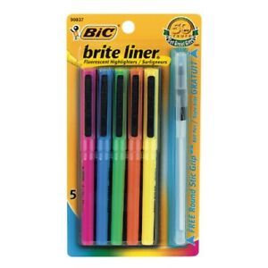 Bic Brite Liner Chisel Tip Highlighter with free Ball Pen - Pack 6