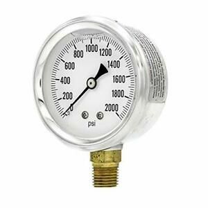 PIC Gauge S201L-254O 0-2000 PSI Pressure Gauge 2 1/2&#034; Dial 1/4&#034; Male NPT Conn...