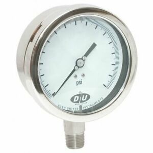 DURO 4207-0133-CERT Vacuum Gauge,30 Hg to 0,4-1/2In,1/2In