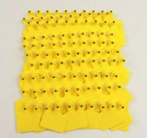 Allflex 100x Cattle Ear Tags Blank Yellow Cow Sheep Large Livestock