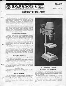 Rockwell-Delta PM-1895 Delta Homecraft 11&#034; Drill Press Operator Maintenance