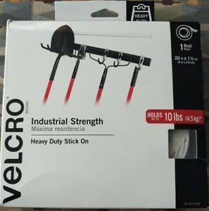 NEW Velcro 20 ft. x 1-1/2 in. Industrial Strength Tape White heavy duty stick on