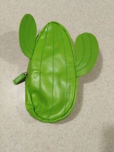 Yoobi Cactus Pencil Case Green Cosmetic Brush Case Zipper Pouch EUC