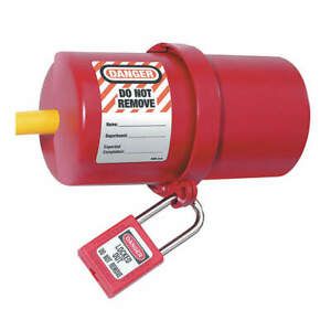 MASTER LOCK 488 Plug Lockout,Red,9/16In Shackle Dia.