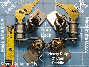 1 Pair Fort Lock 1&#034;  5/8&#034; Dia. Cam Locks, w/2&#034; Hvy Duty Paddles Made in U.S.A.