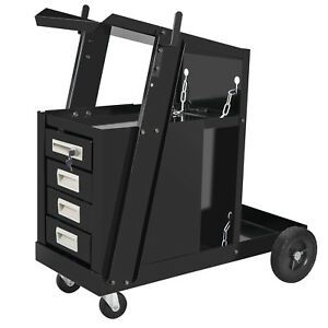 4 Drawer Cabinet Welding Welder Cart Plasma Cutter Tank Storag MIG TIG ARC New