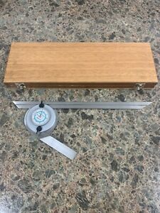 Tesa Brown &amp; Sharpe Dial Bevel Protractor # 497 Swiss Made With Case. FREE SHIP