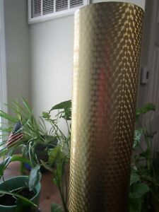 Glossy Permanent Vinyl Roll Gold Small Engine Turned 24&#034; x 10 Ft Used Car Decal