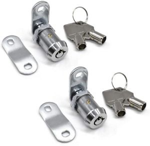 2Pcs Tubular Cam Lock 1-1/8 inch Cabinet Lock Keyed Alike with Chrome Finish for