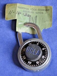 Vintage NATIONAL LOCK Combination Padlock UCLA 1926 w/ Tag School Locker