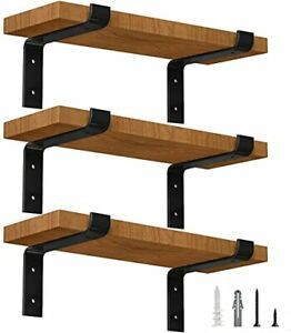 LuckIn 12-Inch Metal Shelf Brackets Heavy Duty Lip Brackets for DIY Floating ...