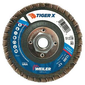 4-1/2&#034; TIGER X FD  FLAT PHEN BACK  80Z  5/8-11&#034; 51228  - 1 Each