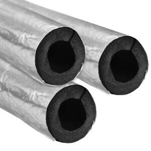 Pipe Insulation, 0.79&#034; Thick, Rubber Foam, Adhesive Flap, for 2.36&#034; Pipe 3Pcs