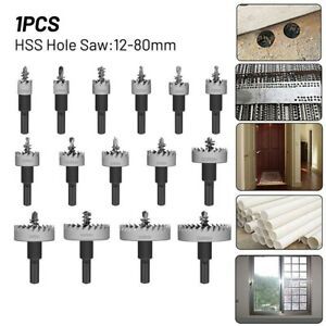 Steel Drill Bit Hole Saw 59-60HRC Brass For 12-80mm HSS Opener Plastic