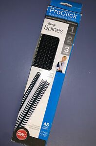 ProClick Modular Binding System Black Spines 5/16” 25 Pack 45 Sheet Capacity New