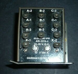 vtg. guardian electric mfg. co. relay an-3316-2 10 amp 3pdt 24-28 v.d.c. 37364-a