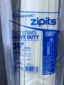 50 Tie Wraps 36&#034; 175lbs Duct Straps Tensile Strength Max Duct 10.2&#034; Di FREE SHIP