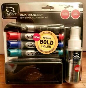 Quartet Markers Enduraglide Dry Erase Accessory Kit 4 Chisel Point Markers