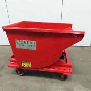 Wright 1/2 Cubic Yard Self Dumping Trash Chip Scrap Hopper W/Castors