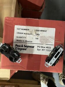100 PACK P&amp;S CRB5362-BK 20 Amp Black Receptacle SPEC GRADE 125V NO EARS NO SCREW