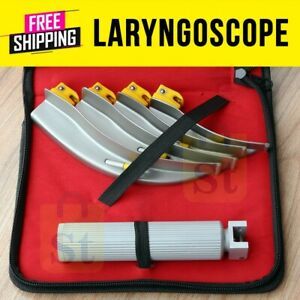 Conventional Laryngoscope Set Of 4 Intubation Blades 1,2,3,4 + Medium Handle