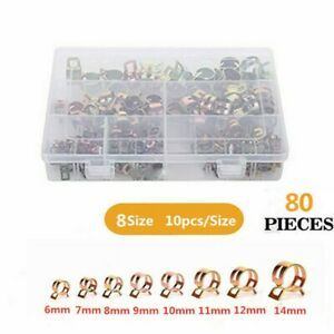 80PCS 6-14mm Spring Clips Hose Clamps For Holding Tight On Fuel,Vauum,Water Hose
