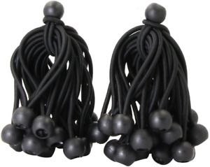 Joneaz Ball Bungee 4 Inch Black Tie Down Cord 0.8 Inch Ball, 50-Piece, Uv Resist