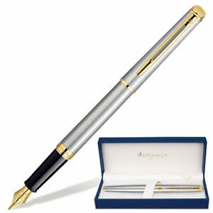 Pen Gift Pen Waterman Hemisphere Stainless Steel Gt Silver Case Gold Plated S...