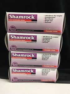 Shamrock Latex Examination Gloves Size Medium #10112, 4 Boxes