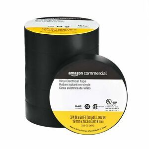 AmazonCommercial Vinyl Electrical Tape, 3/4 in x 60 ft x 0.007in (19 mm x 18....