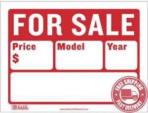 BAZIC  9 &#034;  X  12 &#034;  for  Sale  Sign  for  Car  and  Auto  Sales  ( 2 - Line ) (