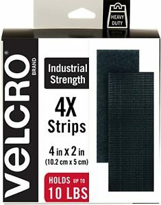 4 SETS VELCRO Brand Industrial Strength Tape 4&#034; x 2&#034; Strips New Heavy Duty Black