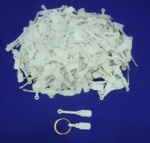 500 Qty Blank Jewelry Price Tag White PVC Snap Lock size  0.33&#034; x 0.6&#034; x Loop 1&#034;