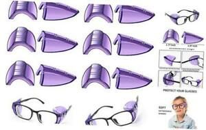 6 Pairs Safety Eye Glasses Side Shields, Slip On Side Shields for Safety