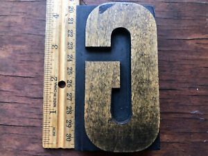 Antique letterpress printers WOOD TYPE Letter Font - G  - w/ beautiful Patina