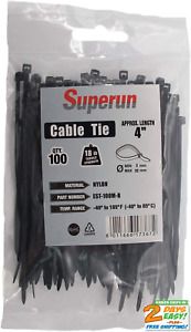 100pcs Selflocking Cable Zip Ties Tensile Tensile Wire Ties 4 In