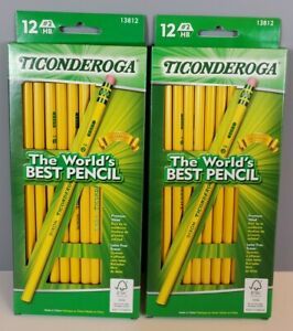 (2) Packs Of Ticonderoga Number 2 HB Soft Pencils 12 Yellow 13812 24 Pencils