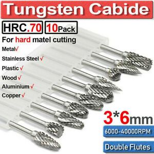 10pcs Tungsten Carbide Cutter Rotary File Milling Cutter Polishing H C