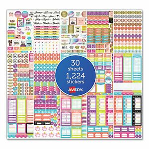 Avery Budgeting Planner Stickers, Budget Theme, Assorted Colors, 1,224/Pack 6788