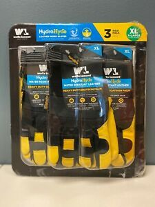 3PK WELLS LAMONT HydraHyde Water Resistant Breathable Leather Work Gloves XL