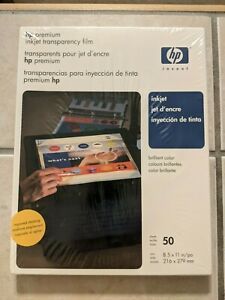 HP Premium Inkjet Transparency Film 50 Sheets 8.5 x 11&#034; C3834A NIB FREE DOM SHIP