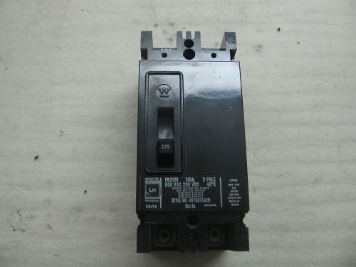 Westinghouse fb2125 2 pole 125 amp 600 vac 250 vdc fb circuit breaker for sale