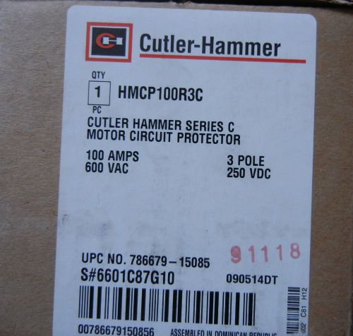 Cutler Hammer HMCP100R3C Motor Circuit Protector 100 AMPS 600V AC 3 POLE